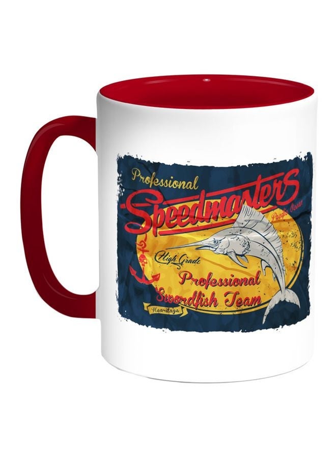 A Swordfish Printed Coffee Mug Red/White/Yellow 11ounce