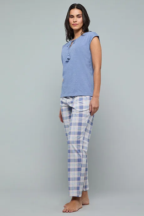 R&B Plaid Pyjama Bottoms with Drawstring Waist