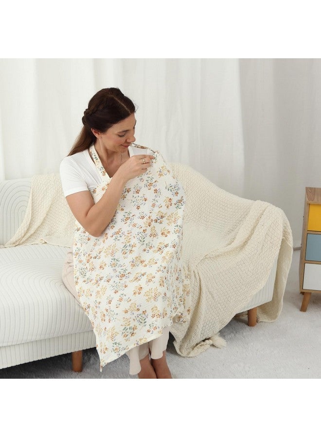 انسولار غطاء رضاعة من قماش موسلين معزول للرضاعة الطبيعية، أغطية رضاعة تسمح بالتهوية والخصوصية مع فتحة رقبة مقوسة للأم، مريلة رضاعة متعددة الاستخدامات من القطن الناعم، مزينة بالزهور - Image 1