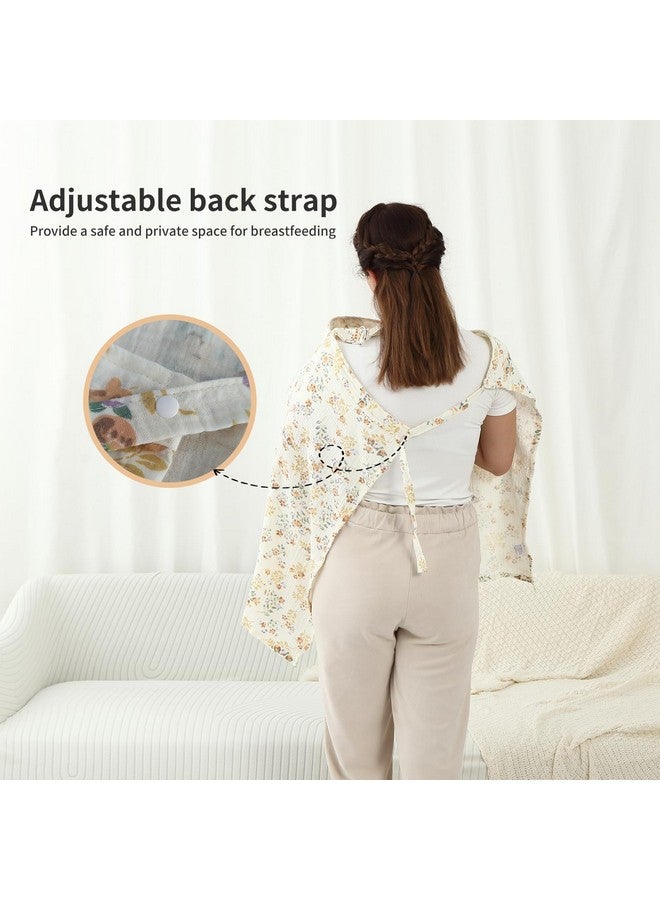 انسولار غطاء رضاعة من قماش موسلين معزول للرضاعة الطبيعية، أغطية رضاعة تسمح بالتهوية والخصوصية مع فتحة رقبة مقوسة للأم، مريلة رضاعة متعددة الاستخدامات من القطن الناعم، مزينة بالزهور - Image 2