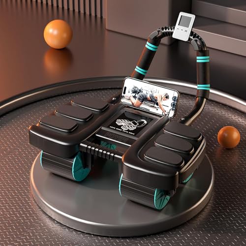 POYIPI 2025 New Ab Wheel Roller with Elbow Support - Automatic Rebound Abdominal Wheel Roller, The Upgraded Four-wheel Abdominal Wheel Core Workout Equipment Home Gym Abs Machine (Black) - Image 1