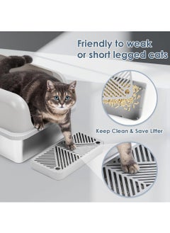 Rock Pow Stainless Steel Cat Litter Box Metal Extra Large Cat Litter Tray for Big Cats Litter Pan Toilet High Enclosed Sides Pet Litter Box with Footboard & Scoop, Old and Short-Legged Cat Friendly  - Image 4
