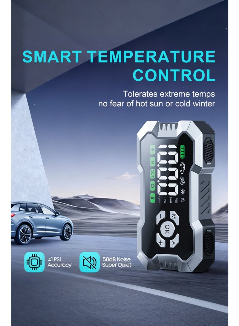 Car Jump Starter 8000mAh 150PSI Car Battery Jumper for up to 6.0L Gasoline and 3.0L Diesel Engines 12V Portable Smart Jumper with Display and Emergency Light - Image 5