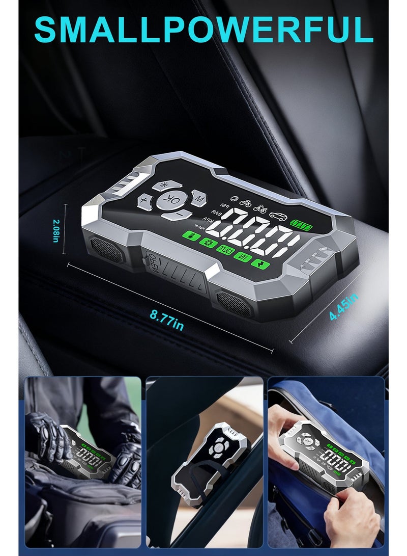 Car Jump Starter 8000mAh 150PSI Car Battery Jumper for up to 6.0L Gasoline and 3.0L Diesel Engines 12V Portable Smart Jumper with Display and Emergency Light - Image 4