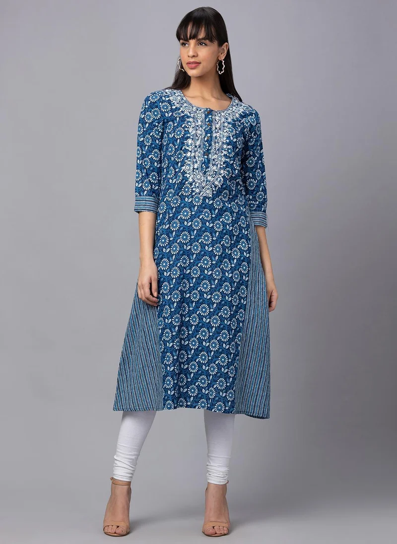 Globus  Globus Women Floral Printed Pure Cotton Kurta for Women | Best Price UAE