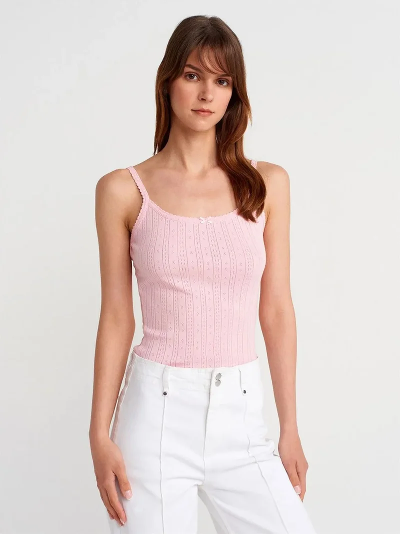 ديلفين DILVIN Slim Fit Ribbed Cotton Cami Top
