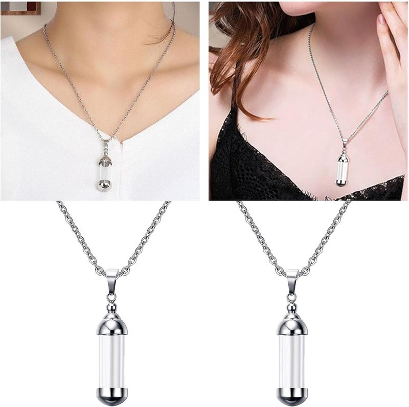 FAMOORE 2pcs Vial Necklace - Mini Glass Bottles Pendants for Jewelry Making - Image 2