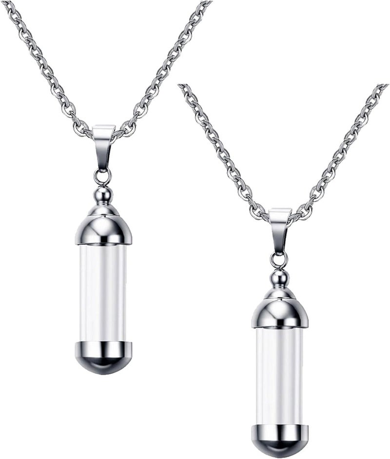 FAMOORE 2pcs Vial Necklace - Mini Glass Bottles Pendants for Jewelry Making - Image 1