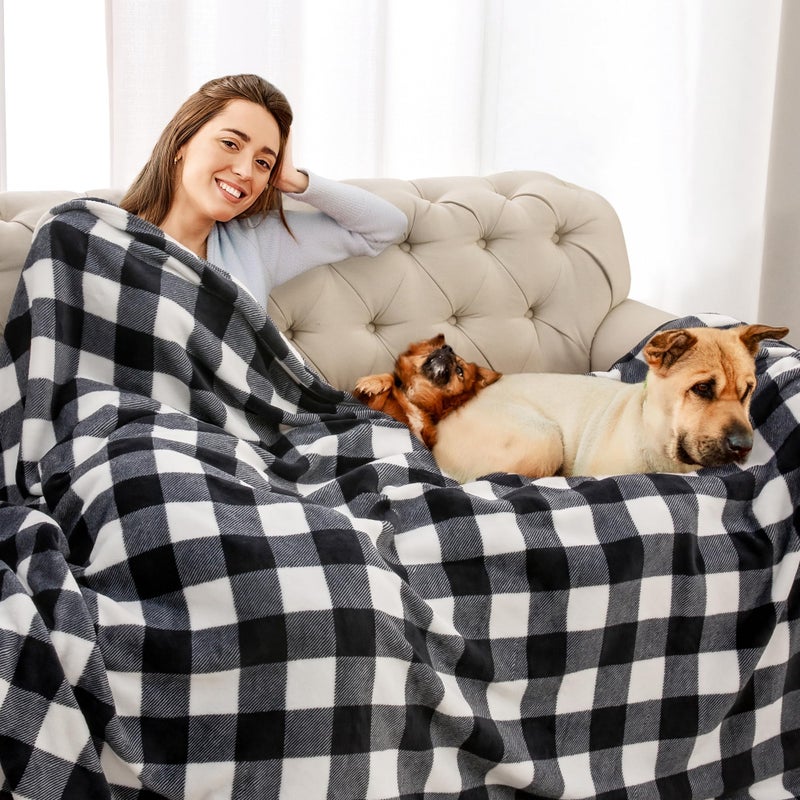 BEDELITE Plaid Fleece Throw Blanket for Couch, Black & White Checkered Flannel Blanket, Cozy & Soft Buffalo Plaid Decor Blanket for Women, Men, 50"x60" - Image 5