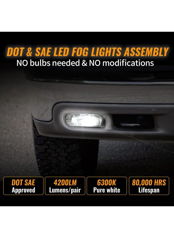 RAMJET4X4 DOT Approved LED Fog Lights Fog Lamps Replacement Compatible with 1999-2002 Chevy Silverado 1500 2500 3500, 2000-2006 Chevy Suburban Tahoe (Chrome) - Image 2