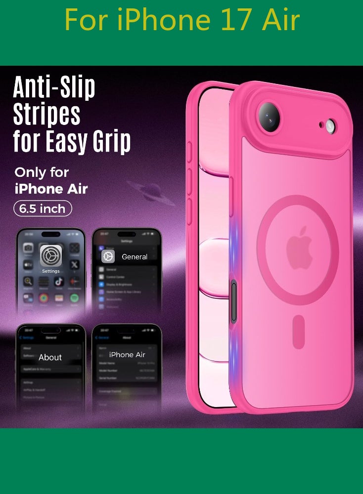 Dili Luxury Pink phone case for iPhone 17 Air Translucent Matte Magnetic Phone Case for iPhone Shockproof Full Camera Lens Protection Hard Acrylic Matte Back Cover Support Wireless Charging, Phone Accessory, Modern Case, Sleek Design, Smartphone Owners - Image 5