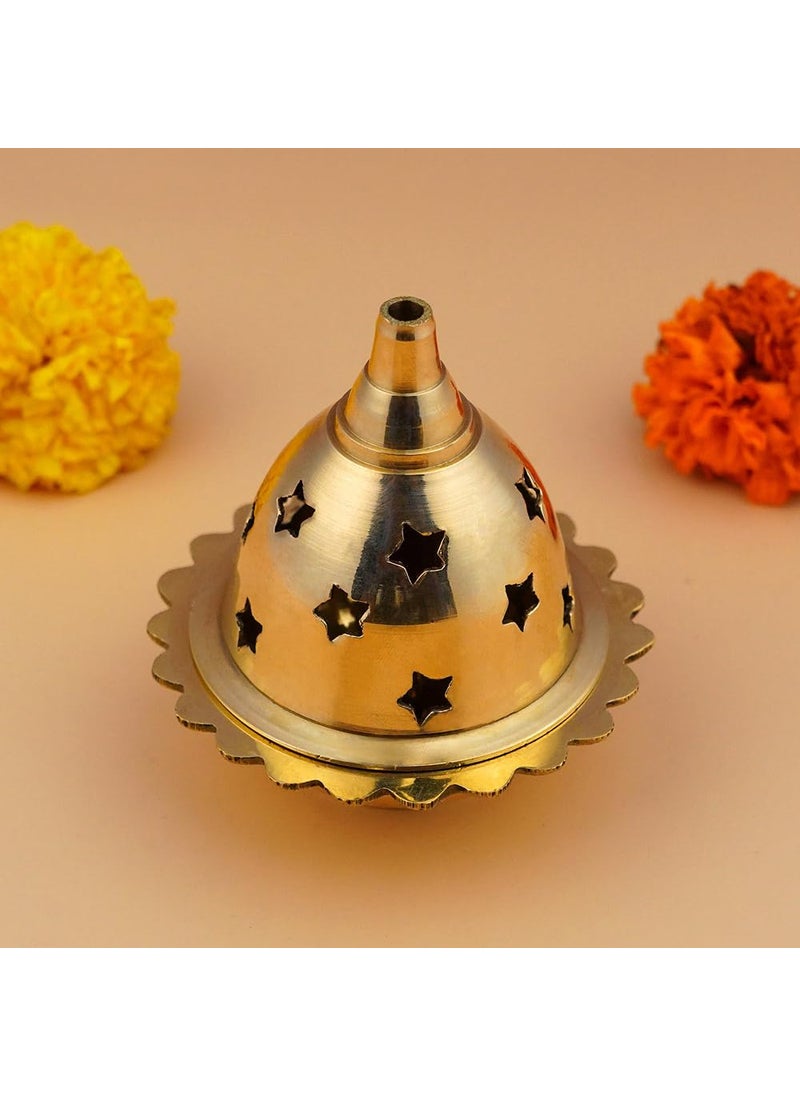 Rudra Centre Floral Akahnd Lamp in Brass ILarge  - Image 4