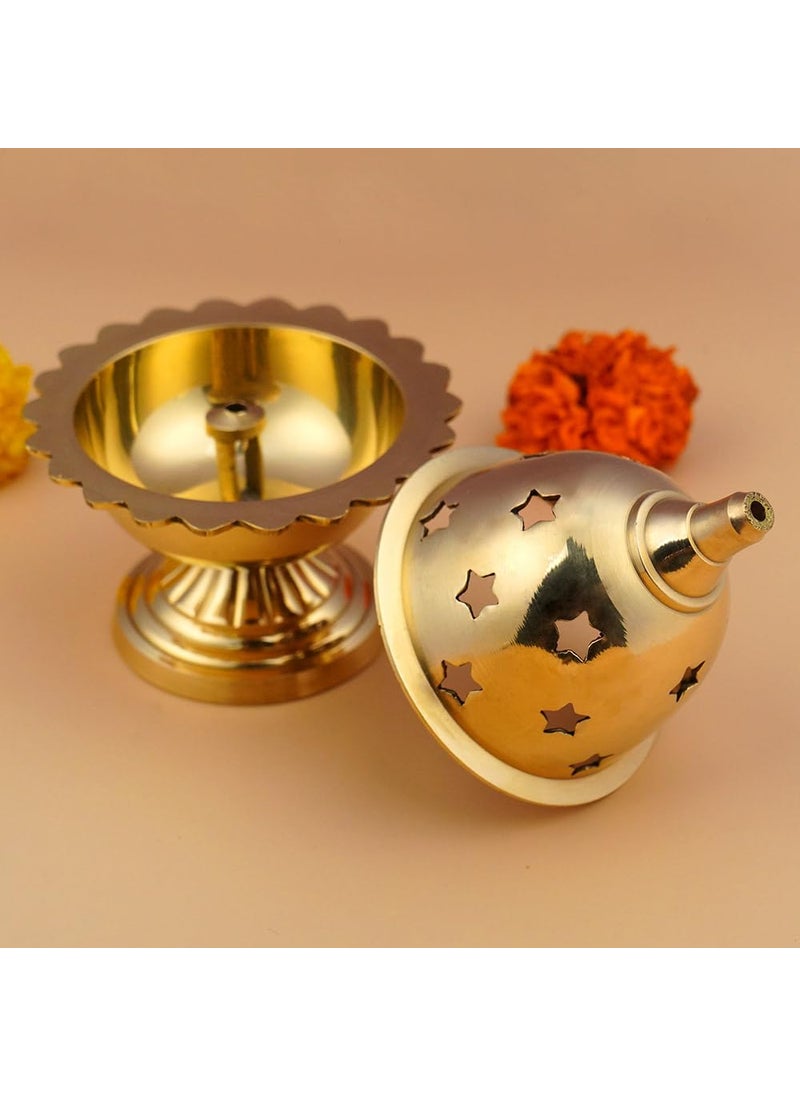 Rudra Centre Floral Akahnd Lamp in Brass ILarge  - Image 3