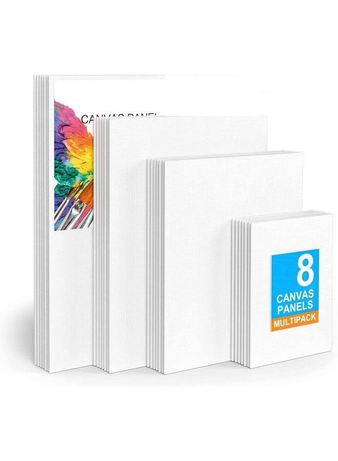 Qatalitic Cotton Canvas Boards for Painting, Pack of 8 Pcs. (2 Each x (5x7, 8x10, 9x12, 10x14 inches) - Multi Pack Art Paint Canvas Boards Set, 100% Cotton Blank Canvases for Oil, Acrylic - Image 1