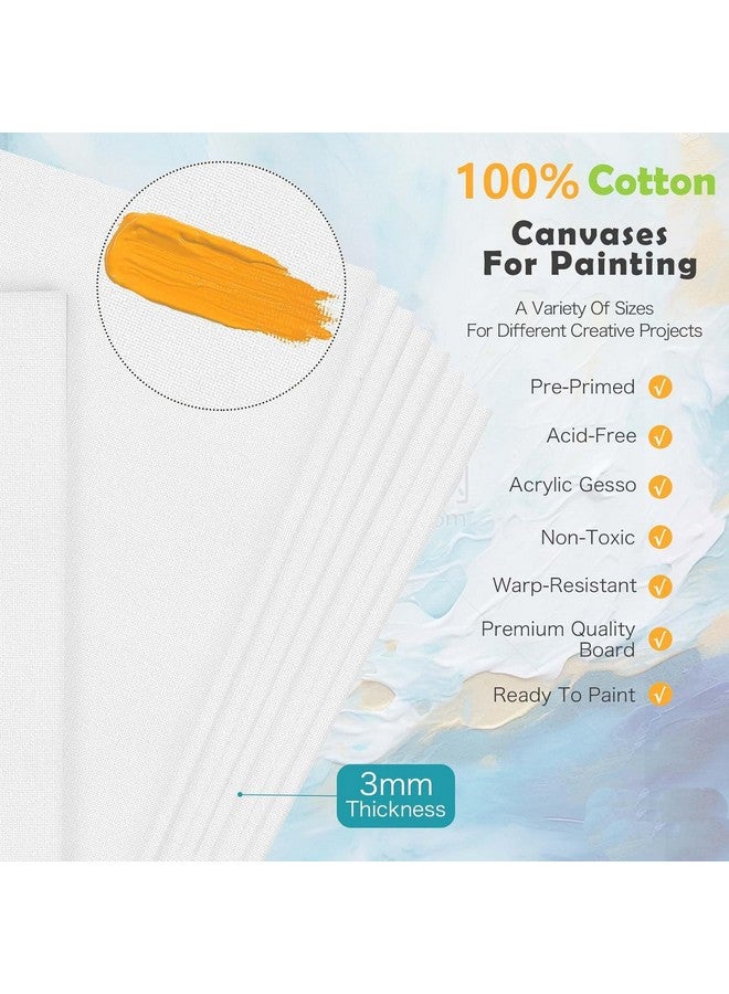 Qatalitic Cotton Canvas Boards for Painting, Pack of 8 Pcs. (2 Each x (5x7, 8x10, 9x12, 10x14 inches) - Multi Pack Art Paint Canvas Boards Set, 100% Cotton Blank Canvases for Oil, Acrylic - Image 2
