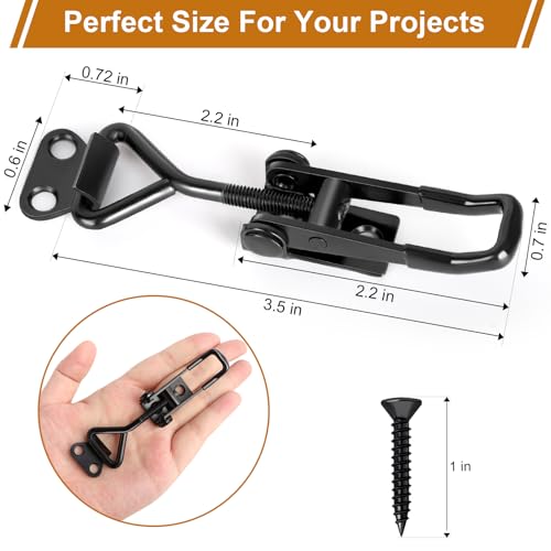 Vicuna R 6 Pack Adjustable Toggle Latch Clamp, Upgraded Toggle Clamp Latch 4001-330Lbs Holding Capacity, Quick Release Hasp Clamps, Black Metal Pull Latches Catch for Smoker Door Tool Box Case Trunk Lid Jig - Image 2