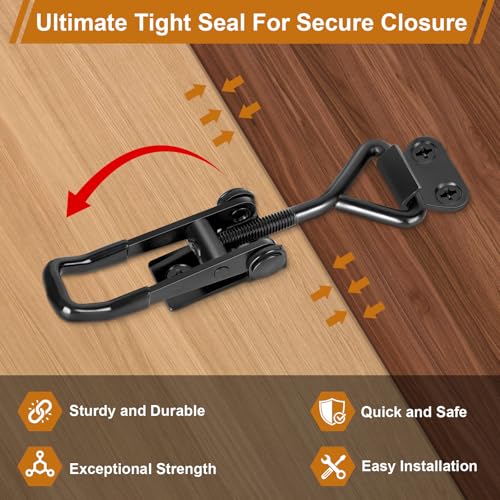 Vicuna R 6 Pack Adjustable Toggle Latch Clamp, Upgraded Toggle Clamp Latch 4001-330Lbs Holding Capacity, Quick Release Hasp Clamps, Black Metal Pull Latches Catch for Smoker Door Tool Box Case Trunk Lid Jig - Image 5
