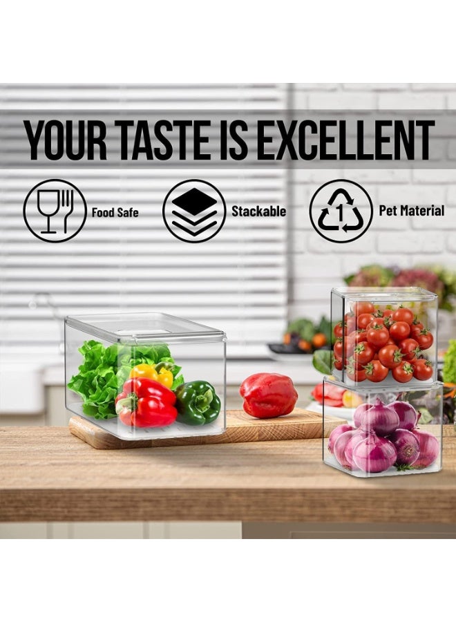 XVersion Stackable Clear Fridge Organizer Storage Boxes with Lid – BPA Free Food Storage Containers for Refrigerator, Freezer & Kitchen - Image 4