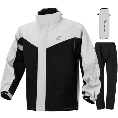 Oumurs Mens Motorcycle Rain Suit Waterproof Jacket Pants for Men Women Reflective Safety with Storage Bag for Riding Breathable Mesh Lining Raincoat - Image 1