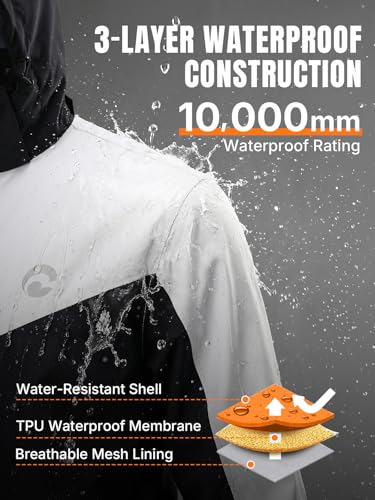 Oumurs Mens Motorcycle Rain Suit Waterproof Jacket Pants for Men Women Reflective Safety with Storage Bag for Riding Breathable Mesh Lining Raincoat - Image 3