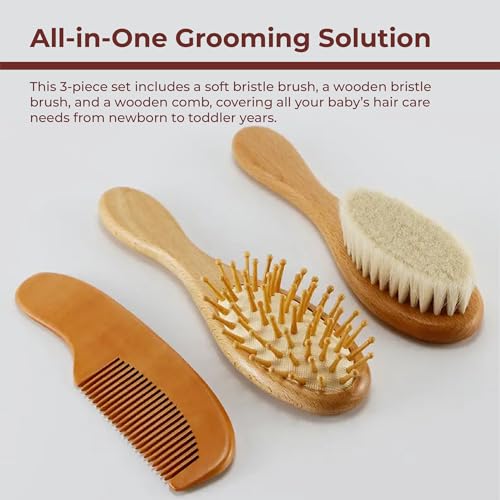 TONY STARK Baby Hair Brush for Infants, Soft Bristles for Born Baby, Gentle Hair Grooming for Infants, Wooden Brush for Toddler Suitable from 0 Month+ - Image 4