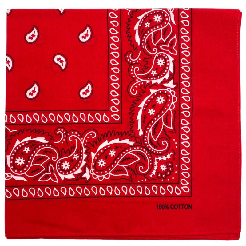 MDSTYLE 100% Cotton Bandana for Men & Women 22" x 22" Paisely Pattern Handkerchief Headband Scarf Dog (Red) - Image 1