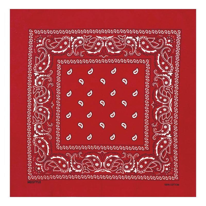 MDSTYLE 100% Cotton Bandana for Men & Women 22" x 22" Paisely Pattern Handkerchief Headband Scarf Dog (Red) - Image 3