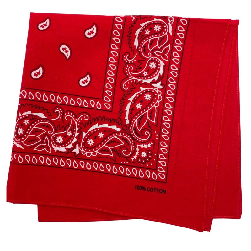 MDSTYLE 100% Cotton Bandana for Men & Women 22" x 22" Paisely Pattern Handkerchief Headband Scarf Dog (Red) - Image 2