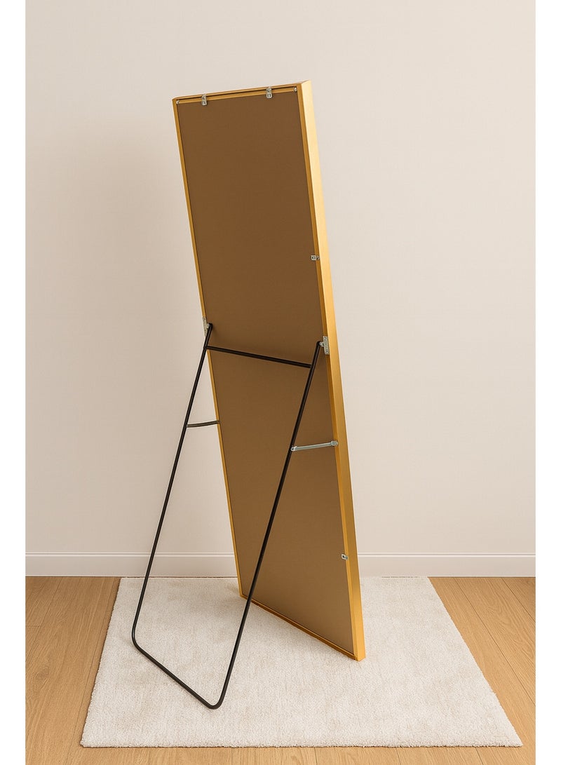 Full Length Floor Standing Mirror 165x55cm  Arched Aluminium Alloy Dressing Mirror with Stand, Wall Mounted or Leaning, Vertical, Horizontal Hanging for Bedroom, Living Room & Locker Room Luxury Gold - Image 5