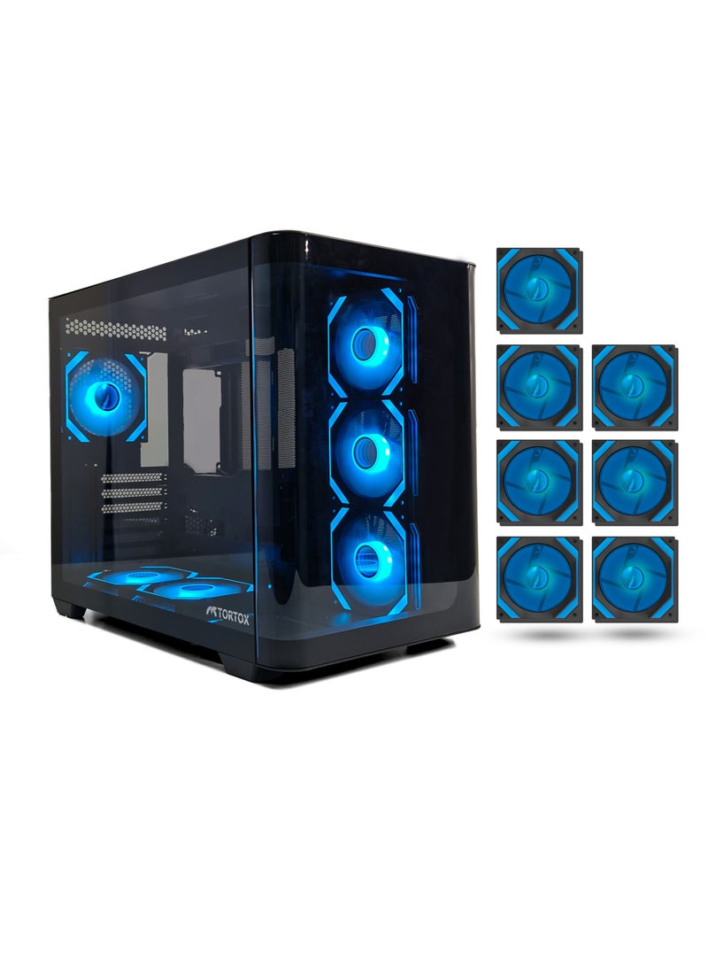 Tortox Curvo Gaming PC Case ATX/M-ATX/ITX Gaming PC Case with 7 * 120mm ARGB PWM Case Fans, 360MM Radiator Support, Type-C USB Port, 3*SSD Slot Gaming Case - Image 1
