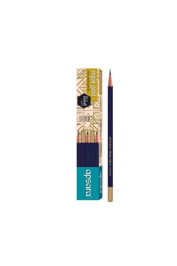 Apsara Regal Gold HB Pencils | 10-Piece Pack with Sharpener
