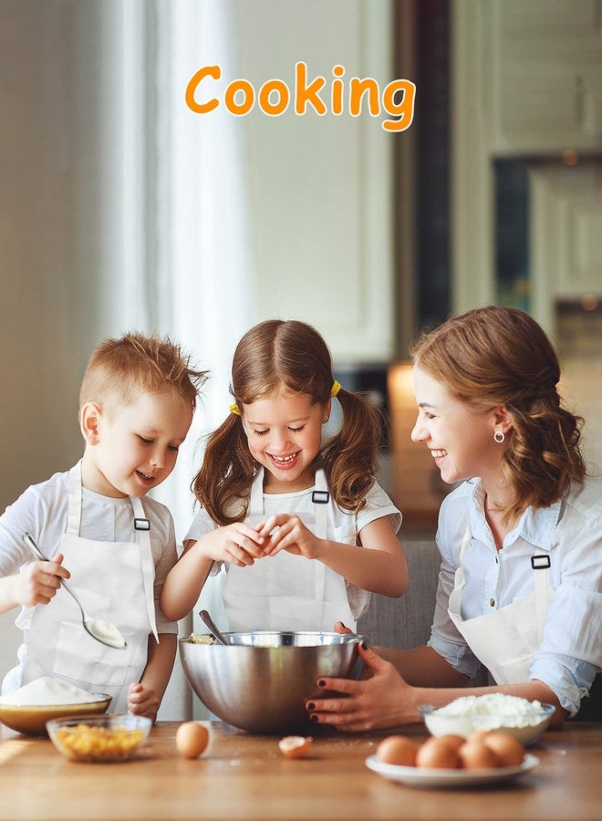 IAGBIBUI 12 Pack Kids Aprons Bulk with 2 Pockets Adjustable Chef Art Apron Kids Painting Aprons for Cooking Baking Crafting Grilling for Boys Girls Age 6-13 Years(White) - Image 5