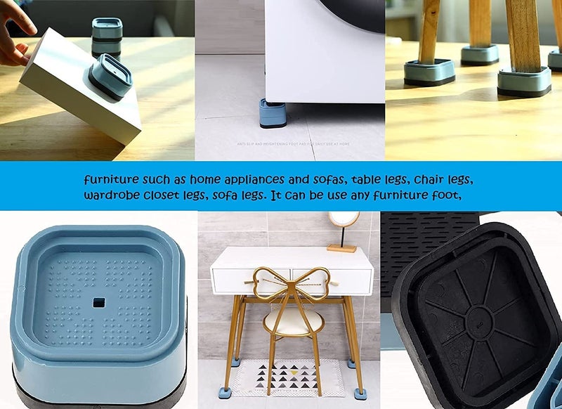 YELONA YELONA Heavy Duty Adjustable Bed Risers Furniture Lifts for Beds Tables Refrigerators Washing Machines Anti Vibration NonSlip Noise Cancelling Set of 8 - Image 5