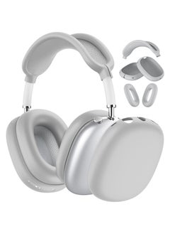 Suitable For Airpodsmax Silicone Cover Headset Protective Cover For Apple Airpodsmax Earphone Case-Color:Silicone * Light Gray 3-piece Set (headband Cover * 1 + Shell Cover * 1 Pair + Ear Cushion Cover * 1 Pair)-Applicable Models:Universal For Airpods Max 1/2 Generation