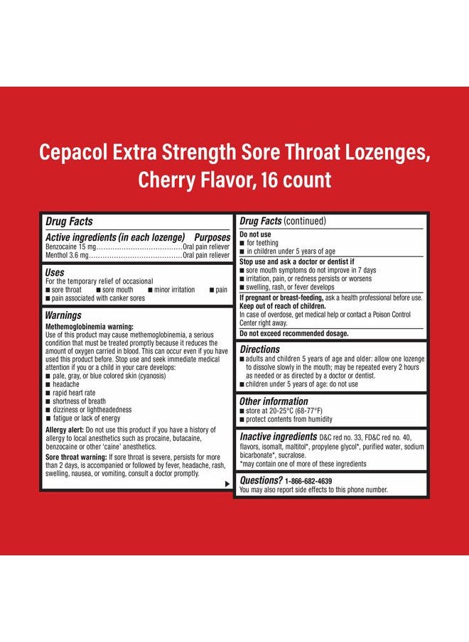 Cepacol Extra Strength Sore Throat Lozenges, Cherry 16ct  - Image 2
