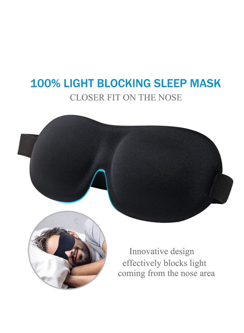 SYOSI قناع نوم مكون من 3 قطع، قناع عين مطور ثلاثي الأبعاد معتم بنسبة 100% للنوم مع حزام قابل للتعديل، غطاء عين مريح وناعم للنساء والرجال، ظلال عيون للسفر/القيلولة، أسود/أرجواني/أزرق - Image 3