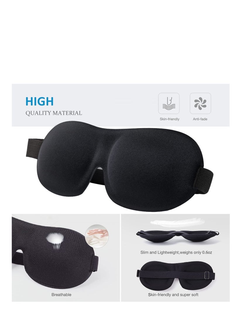 SYOSI قناع نوم مكون من 3 قطع، قناع عين مطور ثلاثي الأبعاد معتم بنسبة 100% للنوم مع حزام قابل للتعديل، غطاء عين مريح وناعم للنساء والرجال، ظلال عيون للسفر/القيلولة، أسود/أرجواني/أزرق - Image 5