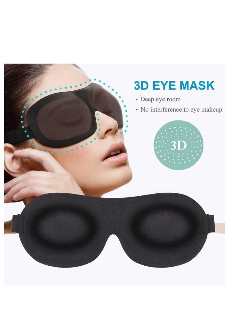 SYOSI قناع نوم مكون من 3 قطع، قناع عين مطور ثلاثي الأبعاد معتم بنسبة 100% للنوم مع حزام قابل للتعديل، غطاء عين مريح وناعم للنساء والرجال، ظلال عيون للسفر/القيلولة، أسود/أرجواني/أزرق - Image 2