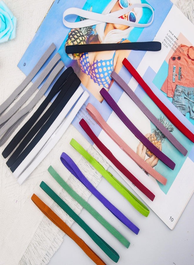 Duufin 20 Pieces Elastic Sport Headbands for Women Men Girls Non Slip Workout Headband Colorful Thin Elastic Headbands, 13 Colors - Image 4