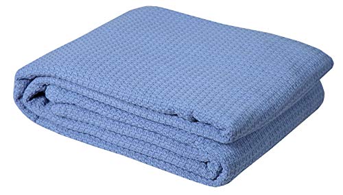 DOLLCENT 100% Cotton California King Size Blanket For Bed, Premium Combed Lightweight Blankets, Washed Breathable Cozy Bed Throw Blanket, Blue Cal King Cotton Blankets For All Season: Blue (102"x108") - Image 2