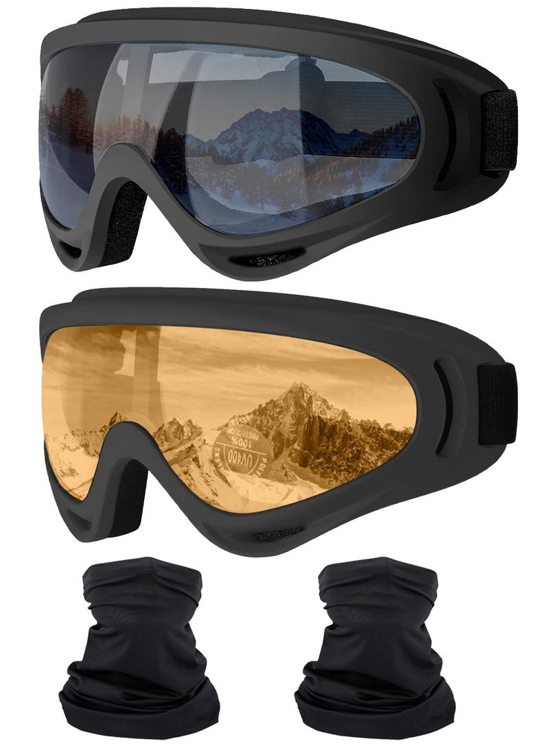 NajmStyle Motorcycle Goggles,2 Pack Dirt Bike ATV Motocross Riding Hiking Protective with 2 Pack Neck Breathable Bandana Mask - Image 1
