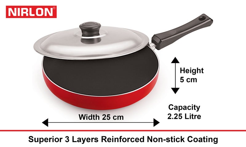 Nirlon Non-Stick Coated Aluminium Roti Tawa Fry Pan and Kadai Combo Kitchen Cooking Item Set, 2.6mm_CT11_FP13_KD10 - Image 3