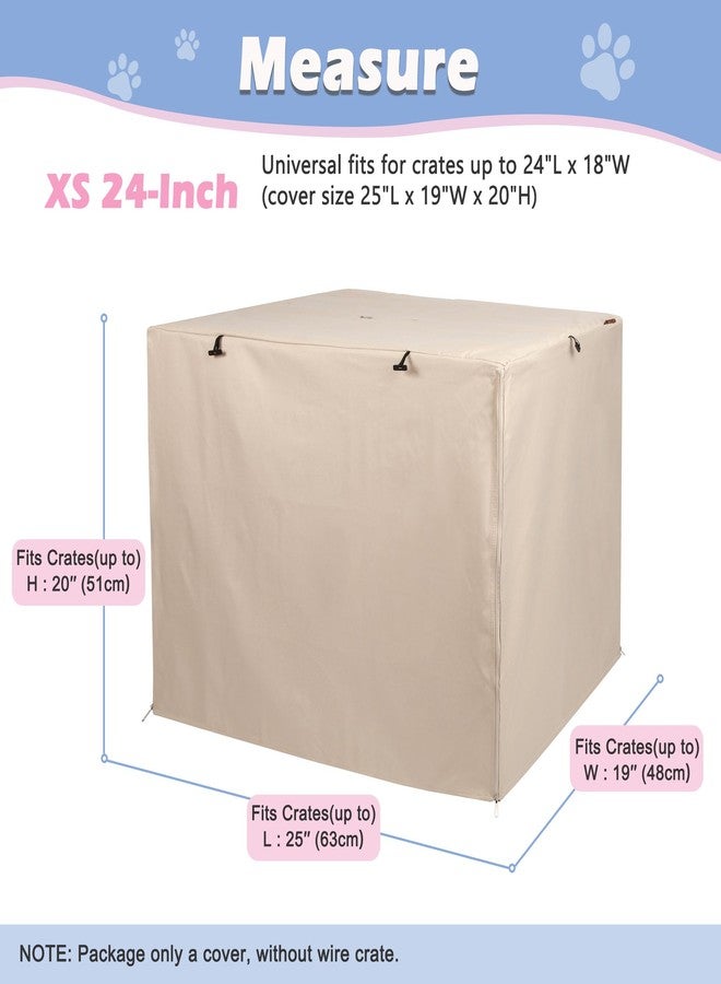 Deblue Heavy-Duty Dog Crate Cover, Privacy Pet Kennel Cover Universal Fits for 24 Inches Wire Cage, Polyester Crate Cover Fit for 1 2 3 Doors Crate (Tan) - Image 2