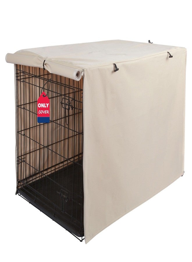 Deblue Heavy-Duty Dog Crate Cover, Privacy Pet Kennel Cover Universal Fits for 24 Inches Wire Cage, Polyester Crate Cover Fit for 1 2 3 Doors Crate (Tan) - Image 1