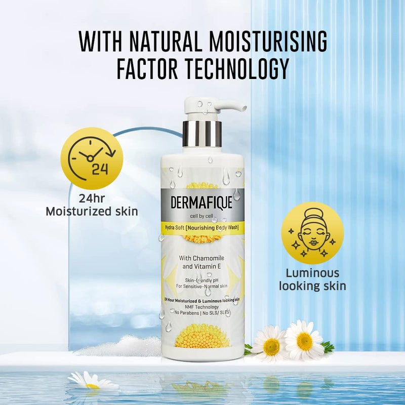 Dermafique Hydra Soft Nourishing Body Wash  500ml Showergel for Women  Men No ParabensSLSSLES With Vitamin E  Chamomile Suitable for Sensitive  Normal Skin  Dermatologist Tested - Image 5