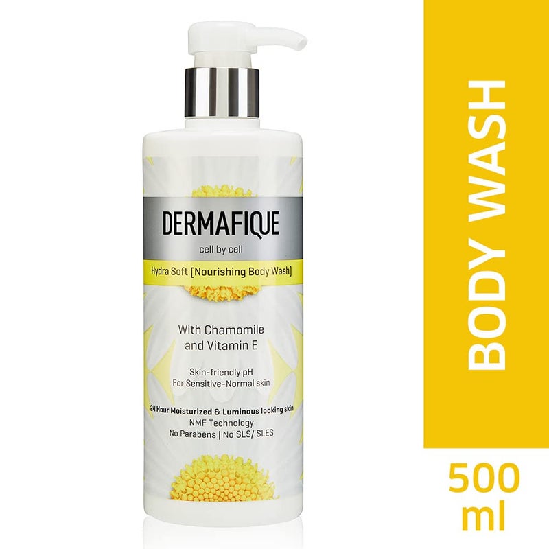 Dermafique Hydra Soft Nourishing Body Wash  500ml Showergel for Women  Men No ParabensSLSSLES With Vitamin E  Chamomile Suitable for Sensitive  Normal Skin  Dermatologist Tested - Image 2