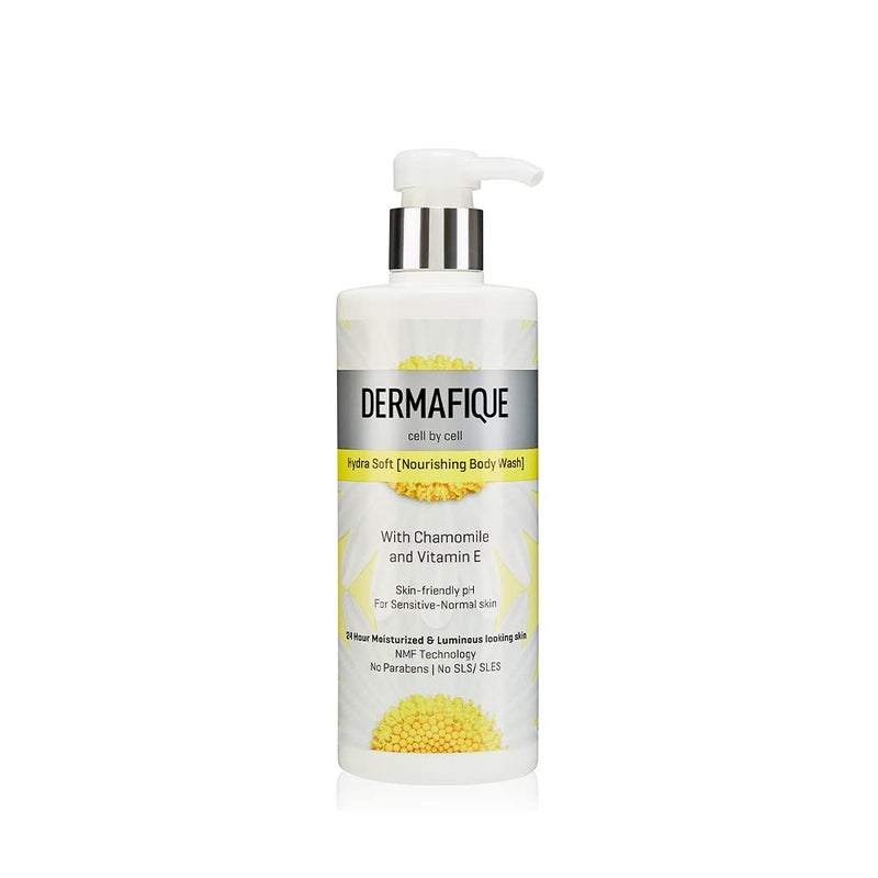 Dermafique Hydra Soft Nourishing Body Wash  500ml Showergel for Women  Men No ParabensSLSSLES With Vitamin E  Chamomile Suitable for Sensitive  Normal Skin  Dermatologist Tested - Image 1