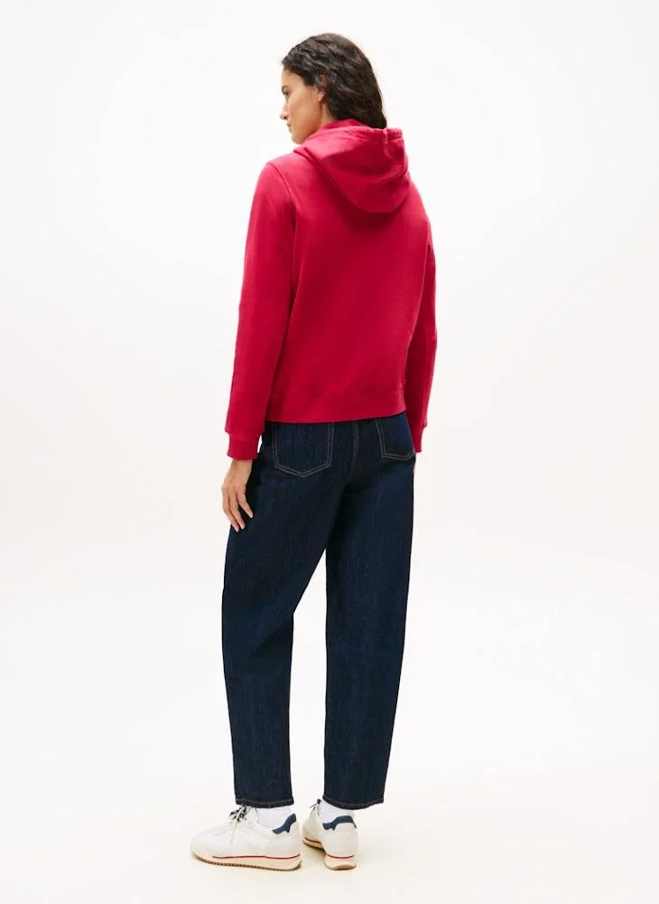 تومي جينز هودي بلوفر مطبوع بياقة دائرية