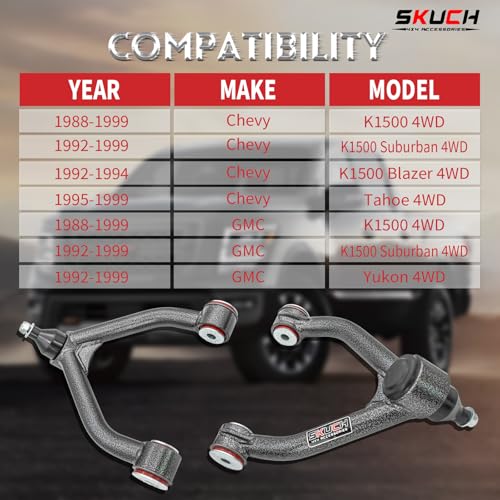 SKUCH 4X4 ACCESSORIES Front Upper Control Arms for 2-4" Lift, for 1988-1998 Chevy GMC K1500,1995-1999 Tahoe, 1988-1991 V1500 Suburban, 1992-1999 K1500 Suburban, 1996-1998 Savana 1500, 1992-1999 Yukon(2pc) - Image 2