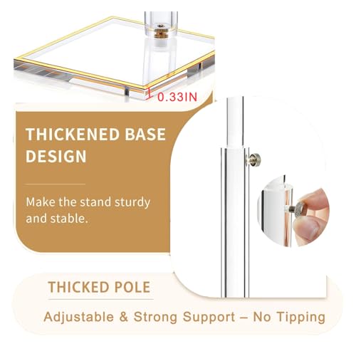 Jolboldy 2 Pack Acrylic Handbag Display Stand, Gold Trim Clear Purse Holder 14"-24" Adjustable Height Thicken Anti-slip Base, Purse Rack Hanging Evening Bags Clutch Jewelry for Table Closet Retail Vendors - Image 5